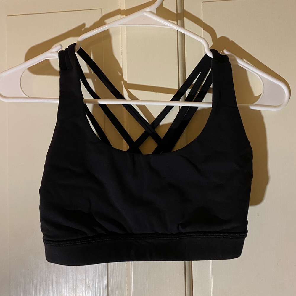 Black Lulu lemon Strappy Back Sports Bra